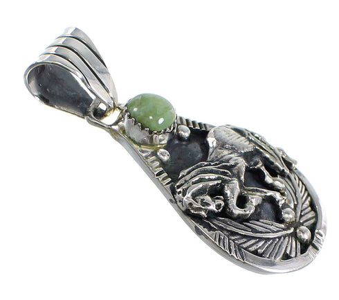 Southwest Sterling Silver And Turquoise Horse Pendant RX54468